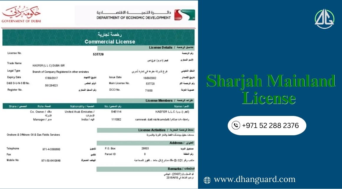 Sharjah Mainland License : Cost, Overview, Cost Advantages, Required Documents and More | Dhanguard